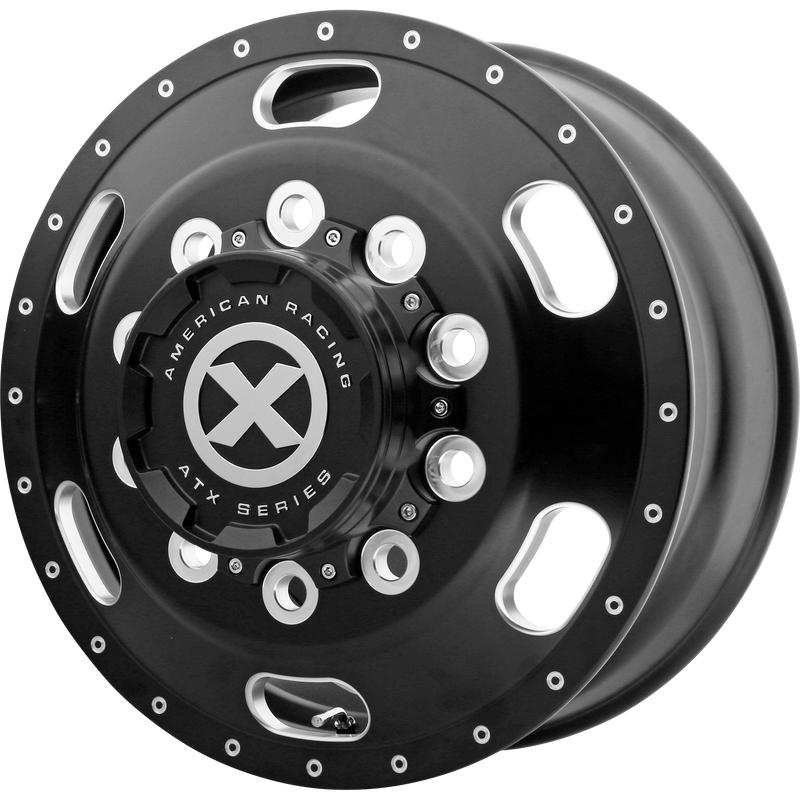 Set of 4: ATX Ao402 Indy Wheel, 22x8.25 +145 Offset 10x285.75, Satin Black Milled   Front - AO40222510901