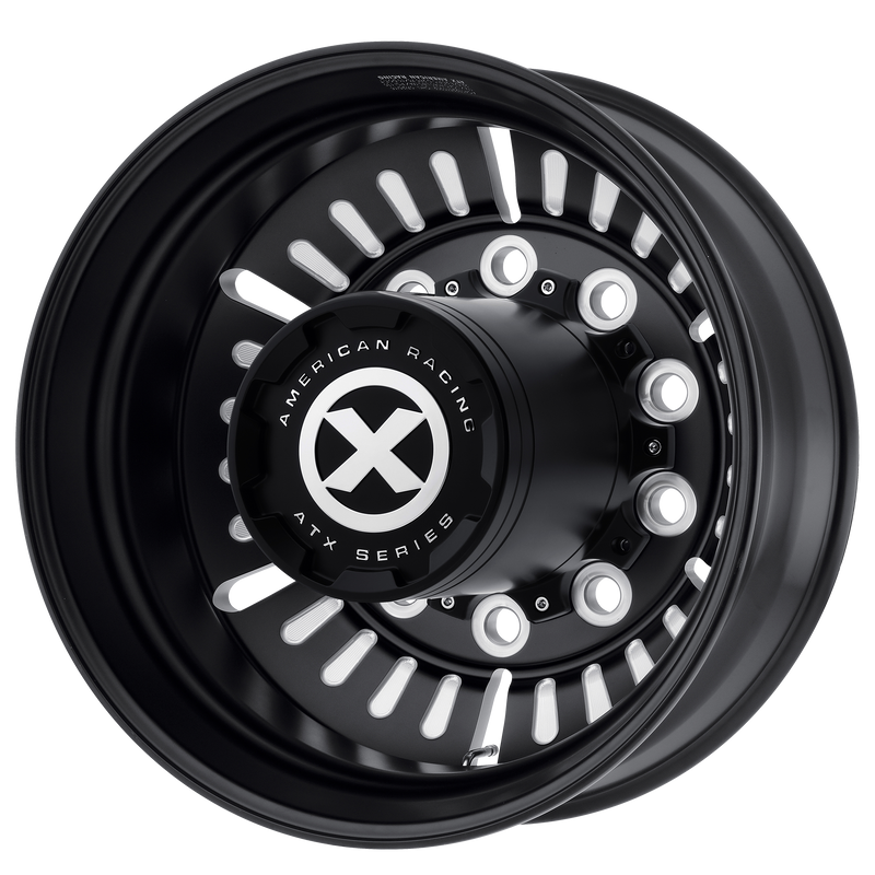 Set of 4: ATX Ao403 Roulette Wheel, 22x8.25 -168 Offset 10x285.75, Satin Black Milled   Rear - AO40322510902