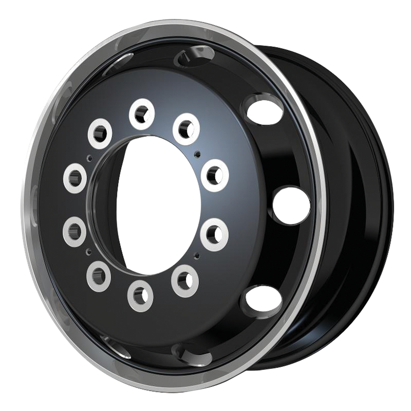 Set of 4: ATX Ao404 Journey Wheel, 22x8.25 +144 Offset 10x285.75, Satin Black With Polished Lip   Front & Rear Inner - AO40422510904H