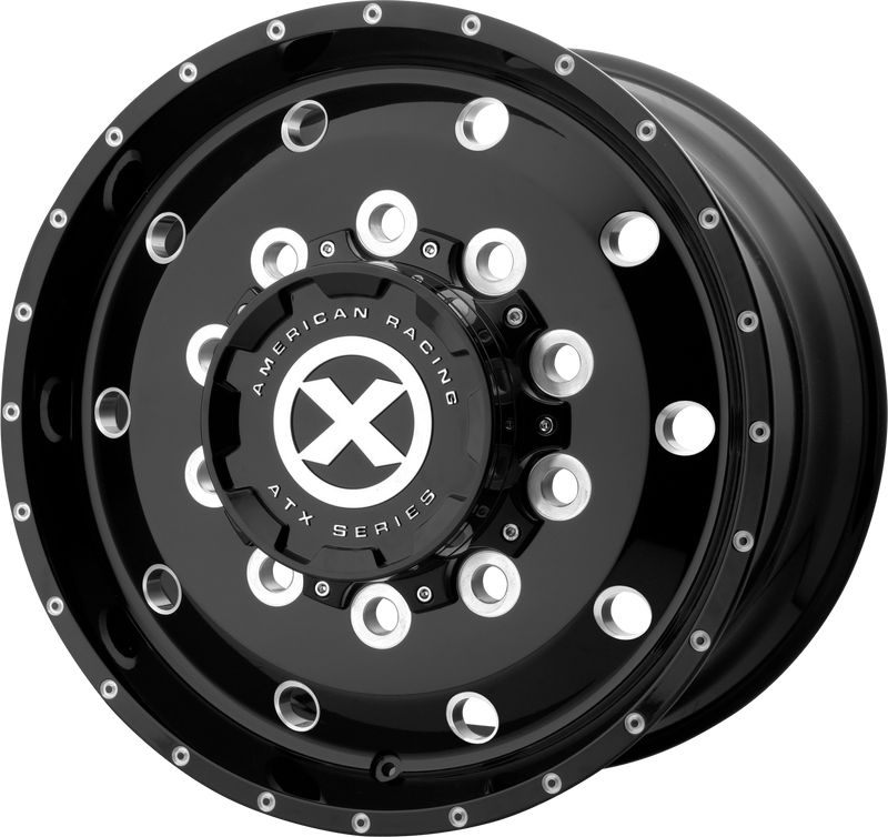 Set of 4: ATX Ao405 Trex Wheel, 22x12.25 +119 Offset 10x285.75, Gloss Black Milled   Front - AO405221210301H