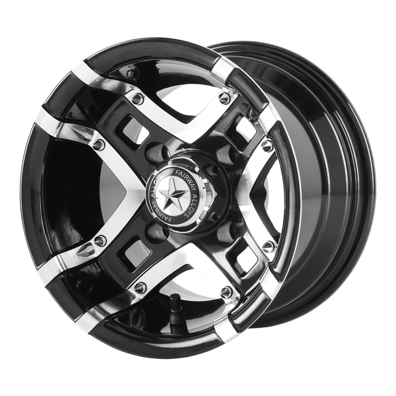 Set of 4: Fairway Alloys Fa123 Prestige Wheel, 10x7.0 -25 Offset 4x101.6, Gloss Black Machined - FA-123-M