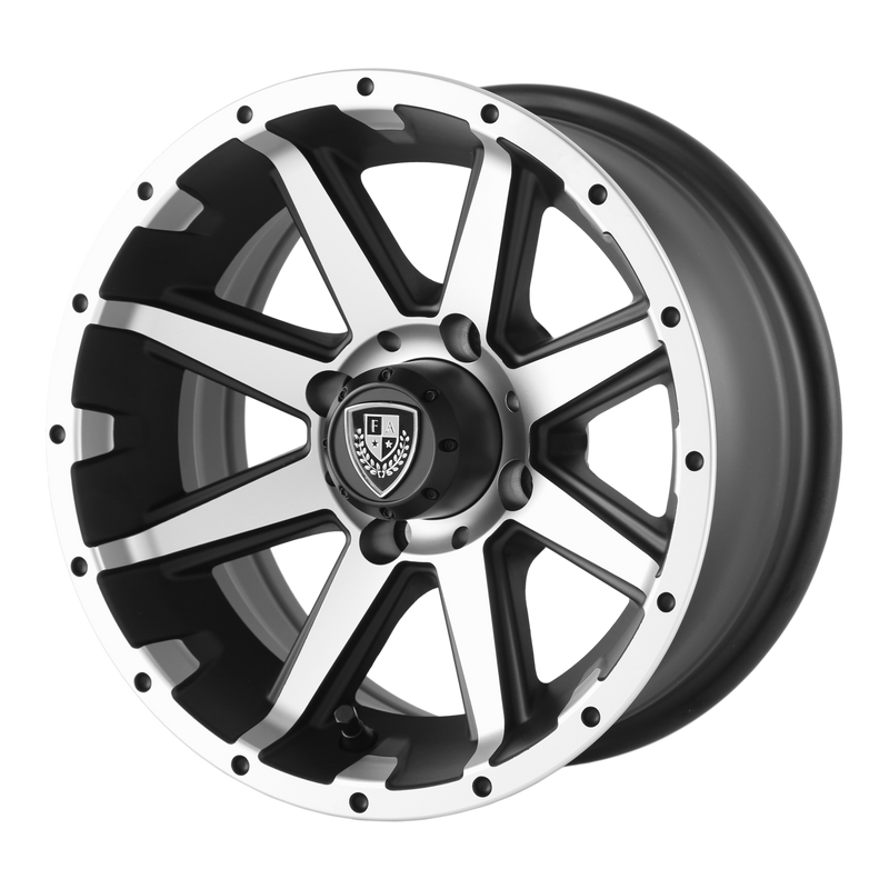 Set of 4: Fairway Alloys Fa135 Rebel Wheel, 12x6.0 -23 Offset 4x101.6, Machined Matte Black - FA-135-M