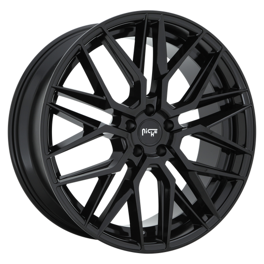 Set of 4: Niche M224 Gamma Wheel, 20x9.0 +18 Offset 5x115, Gloss Black - M224209090+18