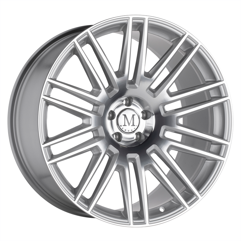 Set of 4: Mandrus Estate Wheel, 21x9.5 +48 Offset 5x112, Silver W/ Mirror Face - 2195EST485112S66