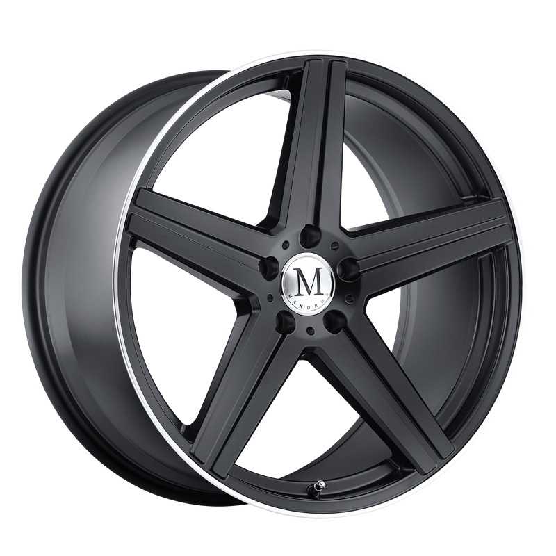 Set of 4: Mandrus Estrella Wheel, 20x10.0 +40 Offset 5x112, Matte Black W/ Machined Lip - 2010MAE405112M66