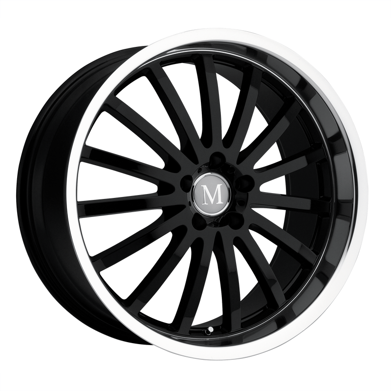 Set of 4: Mandrus Millenium Wheel, 22x10.5 +42 Offset 5x112, Gloss Black W/ Mirror Cut Lip - 2205MAM425112B66