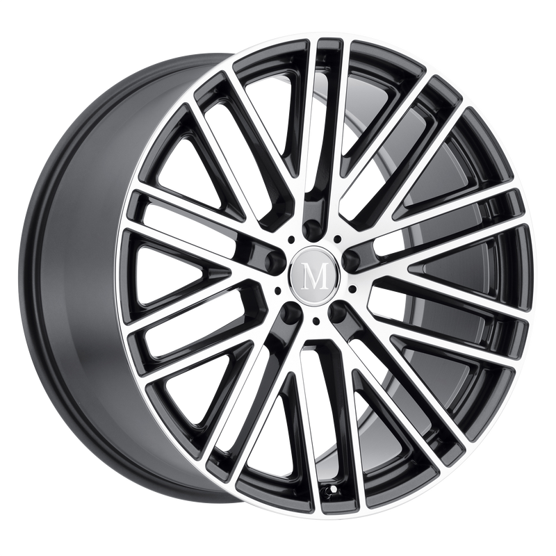 Set of 4: Mandrus Masche Wheel, 22x10.5 +38 Offset 5x112, Gloss Gunmetal W/ Mirror Cut Face - 2205MMA385112G66