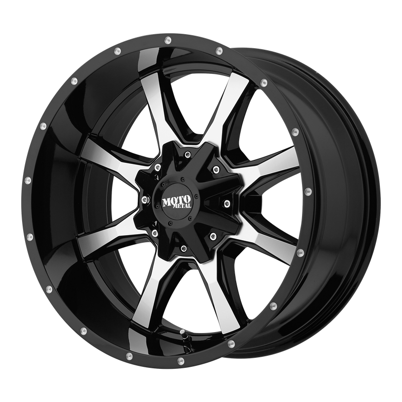 Set of 4: Moto Metal Mo970 Wheel, 16x8.0 +0 Offset 6x135/6x139.7, Gloss Black Machined Face - MO97068067300
