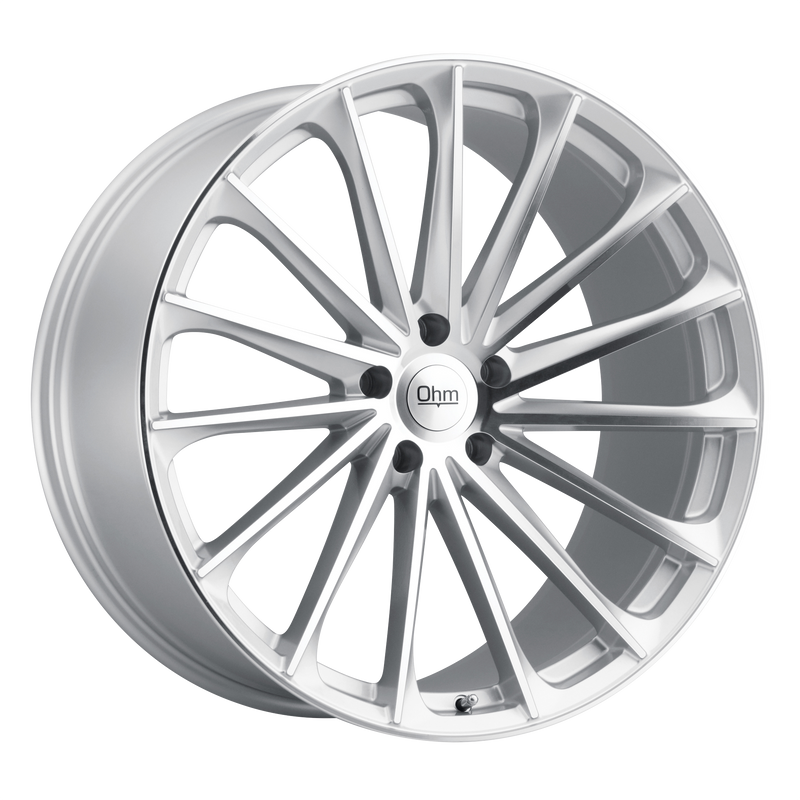 Set of 4: OHM Proton Wheel, 22x9.0 +25 Offset 5x120, Silver W/ Mirror Face - 2290PTN255120S64