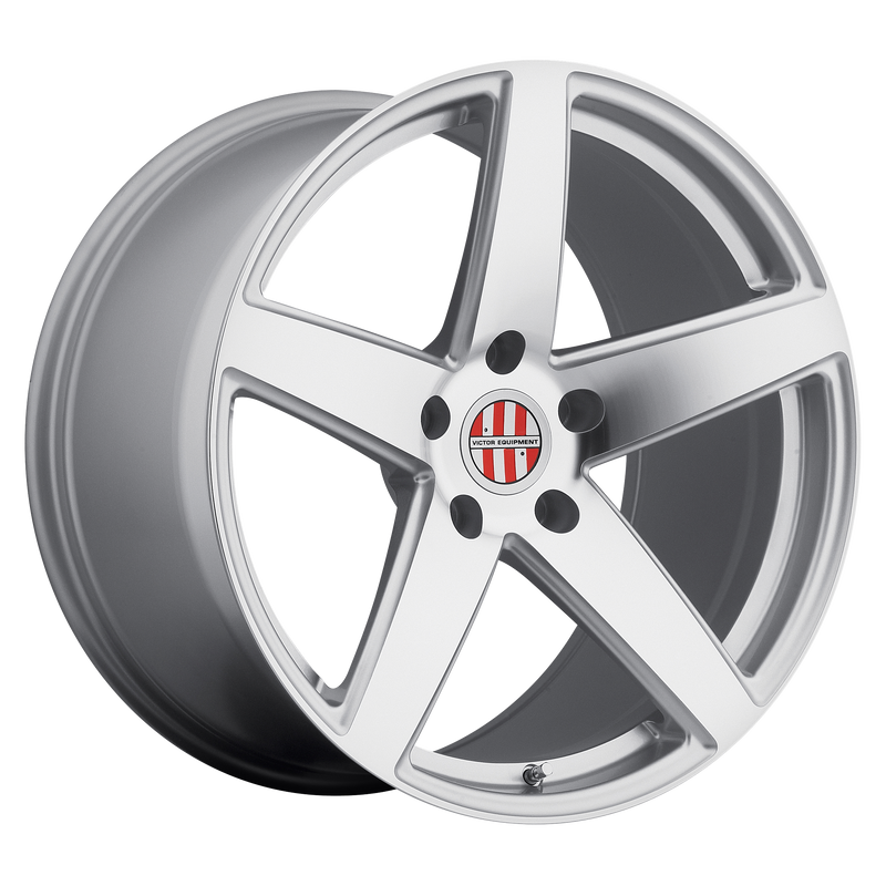Set of 4: Victor Equipment Baden Wheel, 21x10.5 +56 Offset 5x130, Silver W/ Mirror Cut Face - 2105VIB565130S71