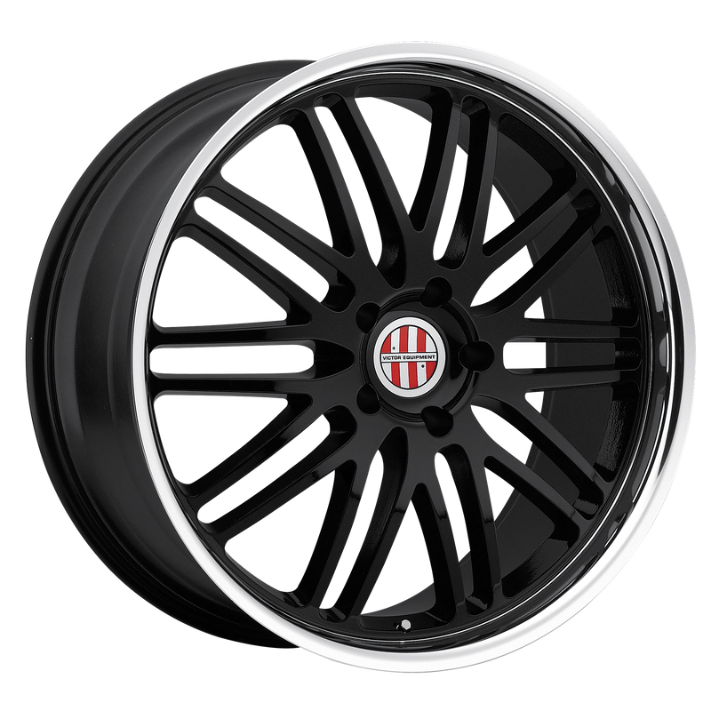 Set of 4: Victor Equipment Lemans Wheel, 20x11.0 +49 Offset 5x130, Gloss Black W/ Mirror Cut Lip - 2011VIL495130B71